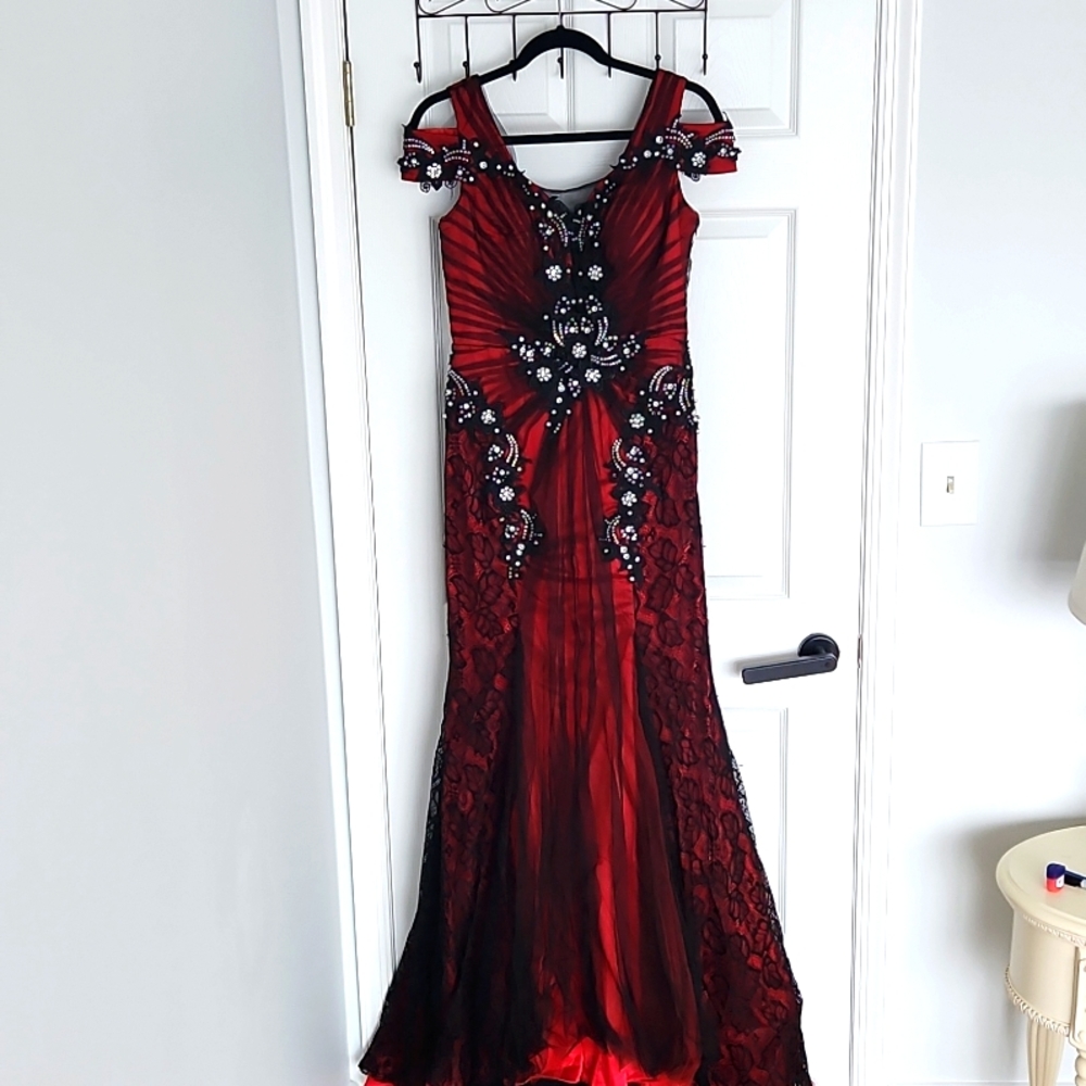 Red evening gown